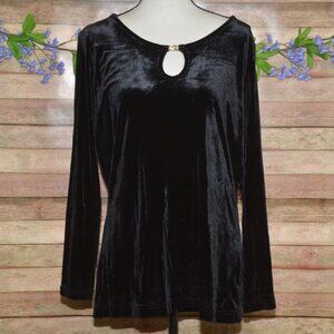 Vintage Y2K Gantos Black Velvet Blouse Top Size M Whimsigoth Christmas Holidays